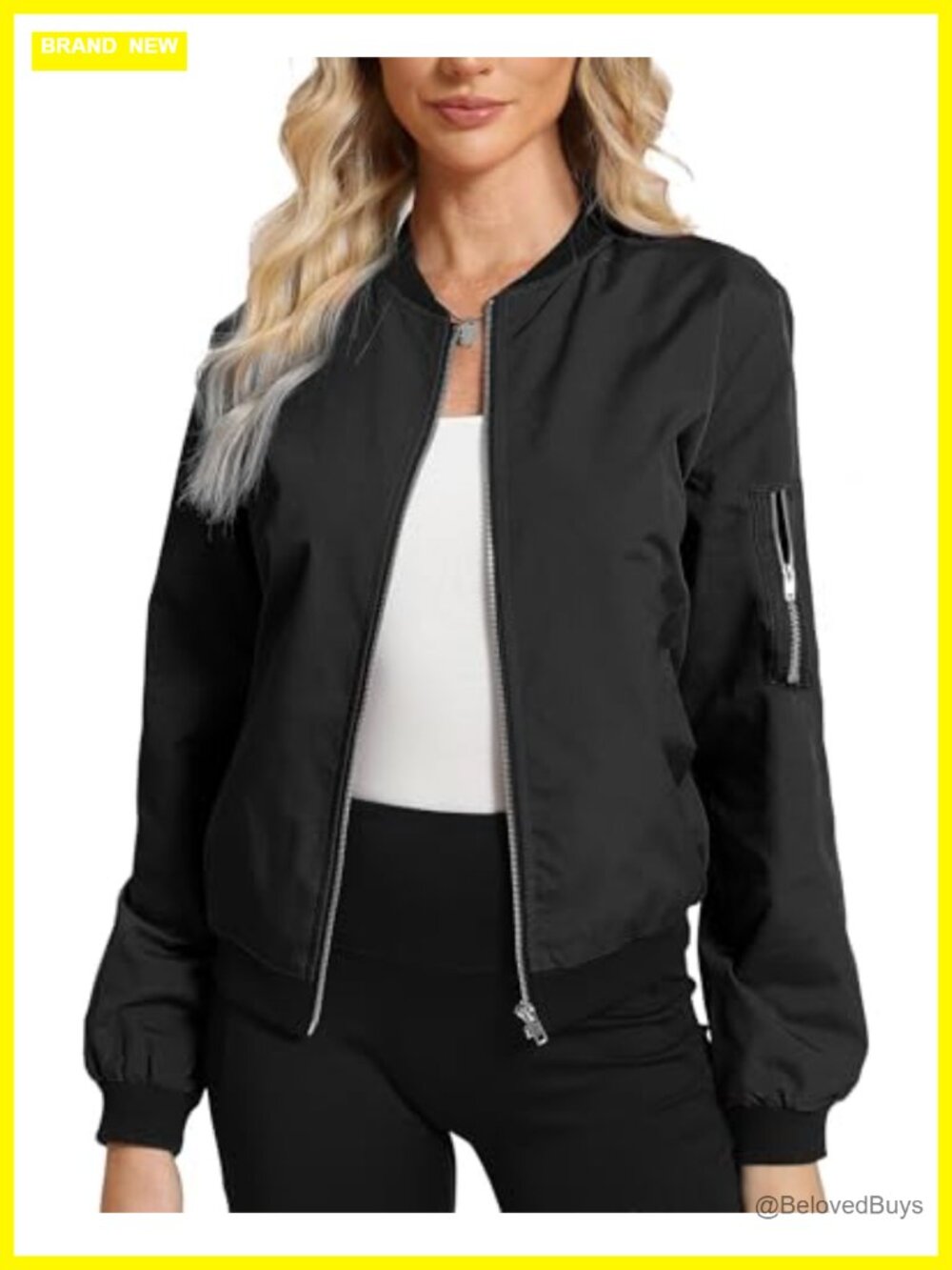 Women's Bomber Jacket Lightweight Casual Windbreaker with Pockets S-XXL